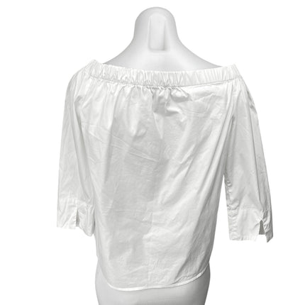 Zara Women's White Off Shoulder 3/4 Sleeve Relaxed Fit Shirt Blouse Top Size XS