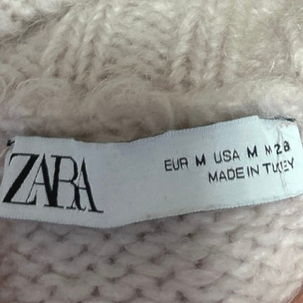 Zara Pink Red Wool Turtleneck Oversized Colorblock Pullover Sweater Top Size M