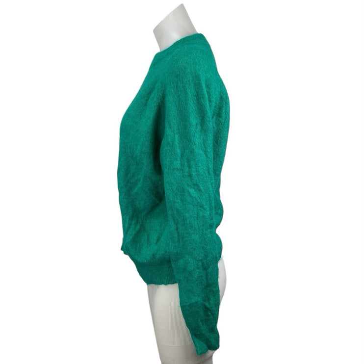 Zara Women's Teal Blue Long Sleeve Crew Neck Knit Sweatshirt Sweater Top Size M