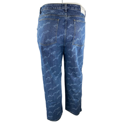 ASOS Women's Blue Weekend Collective Print Straight Leg Denim Jeans Size 14