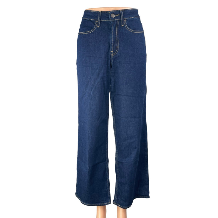 Old Navy Women's Blue Dark Wash High Rise Baggy Wide Leg Denim Jeans Pants Sz 4