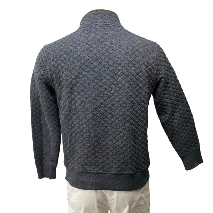 Banana Republic Men's Dark Gray Long Sleeve Quilted Snap Pullover Sweater Size S