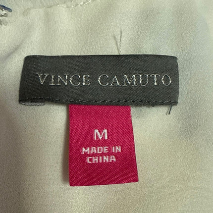 Vince Camuto White Floral Ruffle Sleeveless V-Neck Peplum Wrap Blouse Top Size M