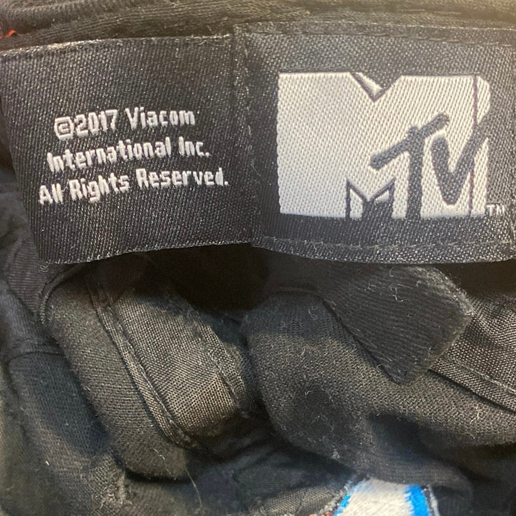 MTV Music Television Black Embroidered Adjustable Strap Back Dad Cap Hat OS