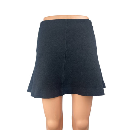COS Black Wool High Waisted Back Zip Flounce Mini Skater Flare A-Line Skirt Sz M