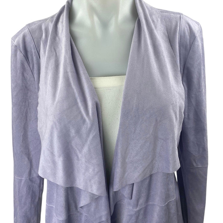 NWT Bagatelle Purple Faux Suede Drape Open Front Long Sleeve Coat Jacket Size L