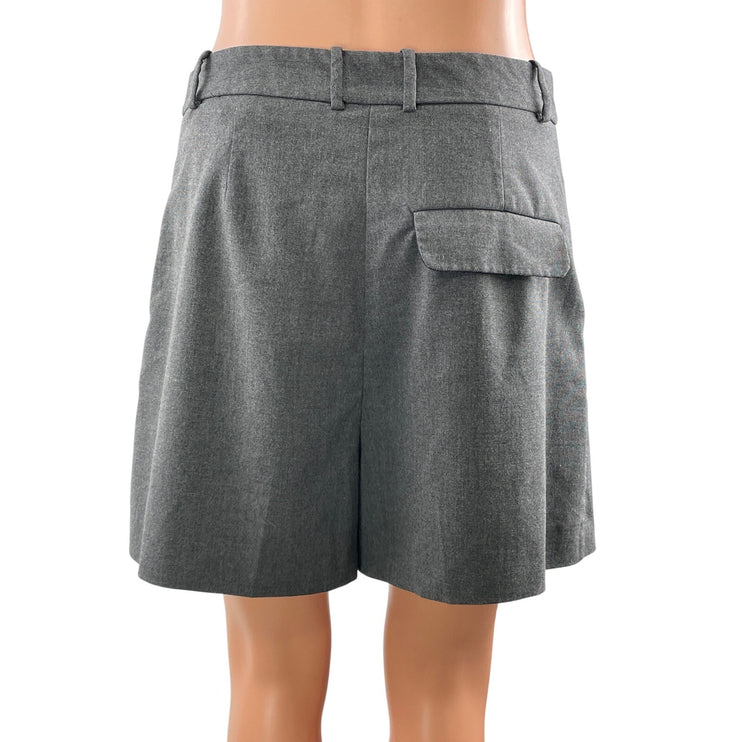 Zara Womens Gray Pleated High Rise Wide Leg Tailored Trouser Casual Shorts Sz M