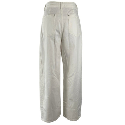 NEW H&M Women's White High Rise Loose Palazzo Wide Leg Baggy Denim Jeans Size 6