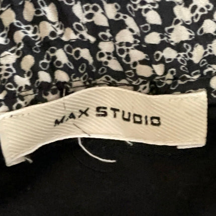 Max Studio Black White Printed Pleated High Waisted Maxi Flared A-Line Skirt XL