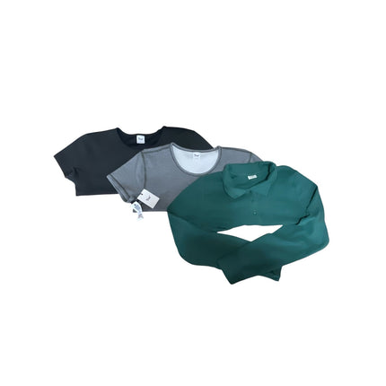 Bundle of 3 Aritzia Sunday Best TNA Long Sleeve Short Sleeve Polo Tee Crop Top L