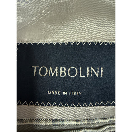 Tombolini 100% Linen Men's Gray Striped Long Sleeve Pocket Blazer Coat Jacket M