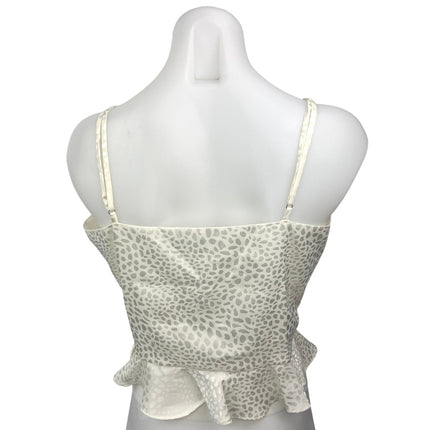 Rebecca Minkoff White Silky Satin Ruffle Wrap Tie Cami Tank Blouse Top Size M