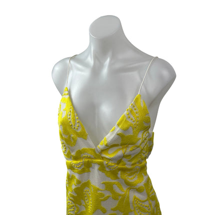 Anthropologie Maeve Yellow Paisley Lace Embroidered Cami Mini Sheath Dress Sz 0