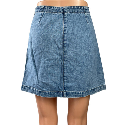 Gap Womens Blue Medim Wash High Waist Button Fly Mini A-Line Denim Jeans Skirt 2