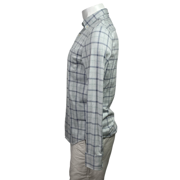 Faherty Coastline Mens Gray Blue Plaid Checkered Long Sleeve Button Down Shirt S