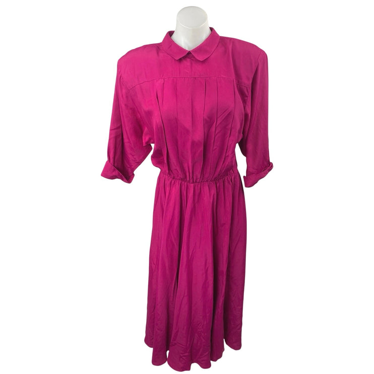 Vintage Nina Piccalino Pink Half Sleeve Pleated Fit & Flare Maxi Dress Size 10
