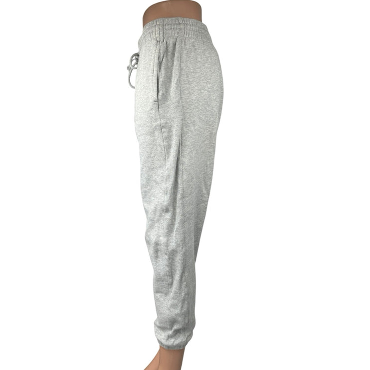 Aritzia TNA Cozy Gray Fleece Elastic Waist Pull On Crop Jogger Sweat Pants Sz M