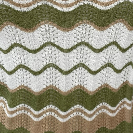NEW MinkPink Green Knit Striped Zig Zag Abstract Cami Camisole Tank Top Size S