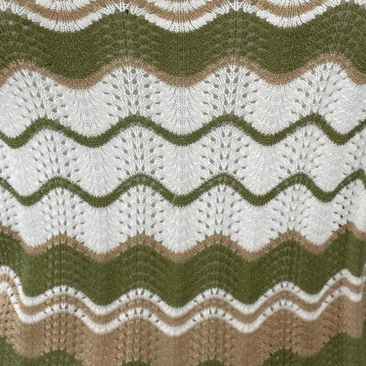 NEW MinkPink Green Knit Striped Zig Zag Abstract Cami Camisole Tank Top Size S