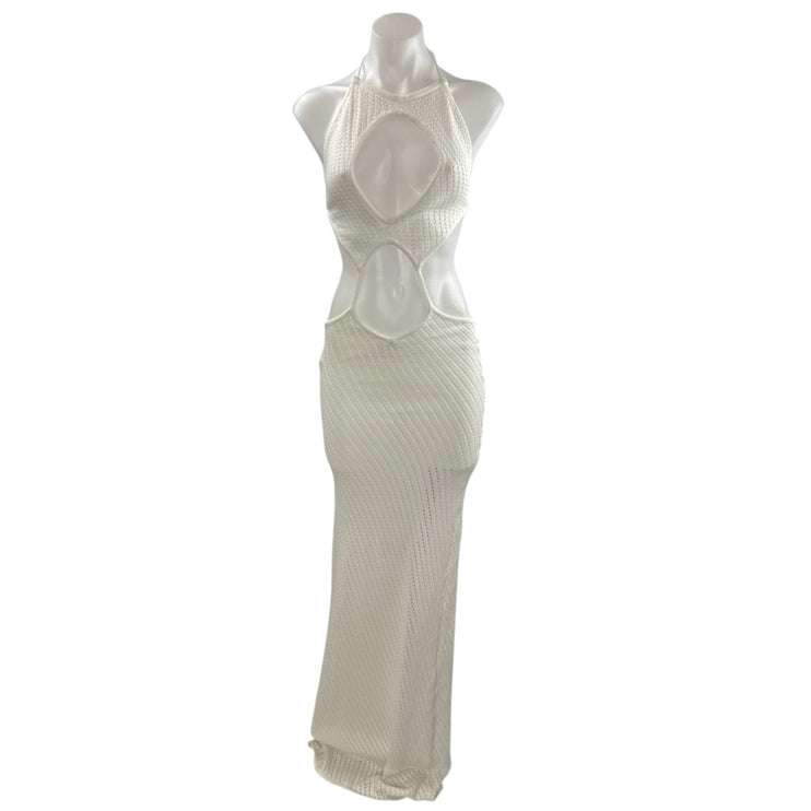 NEW Peppermayo White Sleeveless Cut Out Summer Beach Maxi Tank Sheath Dress S/M
