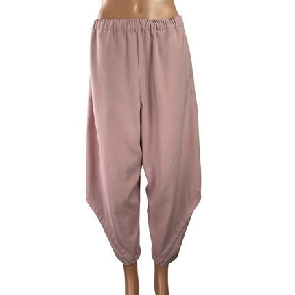 Roucha Pink Elastic Waist Tapered Wide Leg Baggy Drop-crotch Trousers Pants Sz M