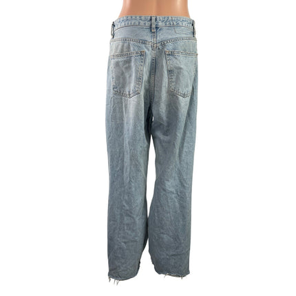 Zara Women's Blue Light Wash Distressed High Rise Wide Leg Denim Jeans Size 8