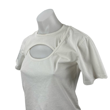 Dion Lee Women's White Cut Out Yoga Sports Athletic Activewear T-Shirt Top Sz XS