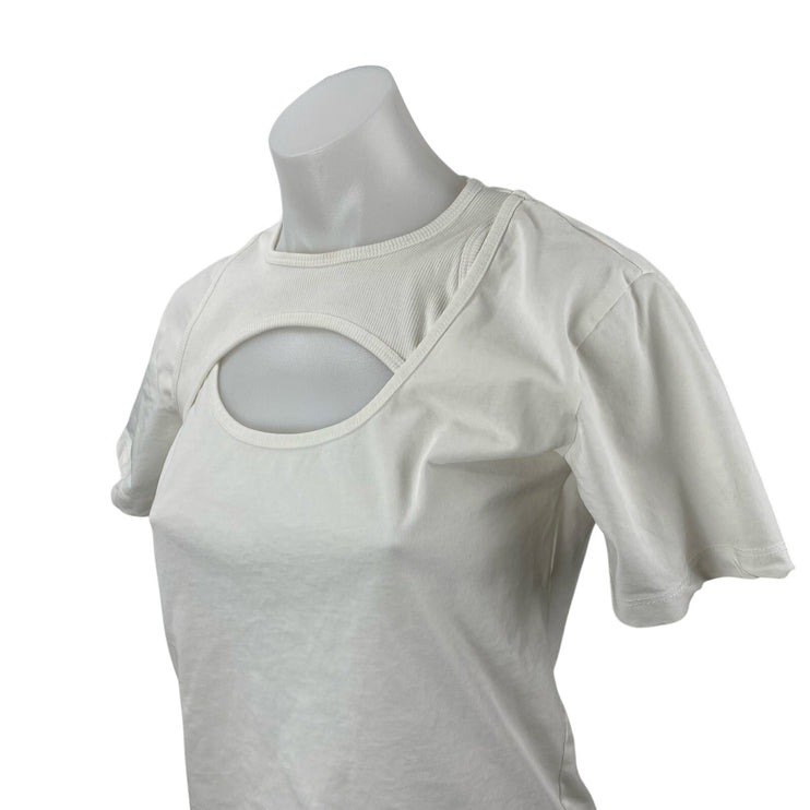 Dion Lee Women's White Cut Out Yoga Sports Athletic Activewear T-Shirt Top Sz XS