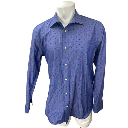 Banana Republic Mens Blue Floral Non Iron Long Sleeve Button Down Shirt Top  Sz L