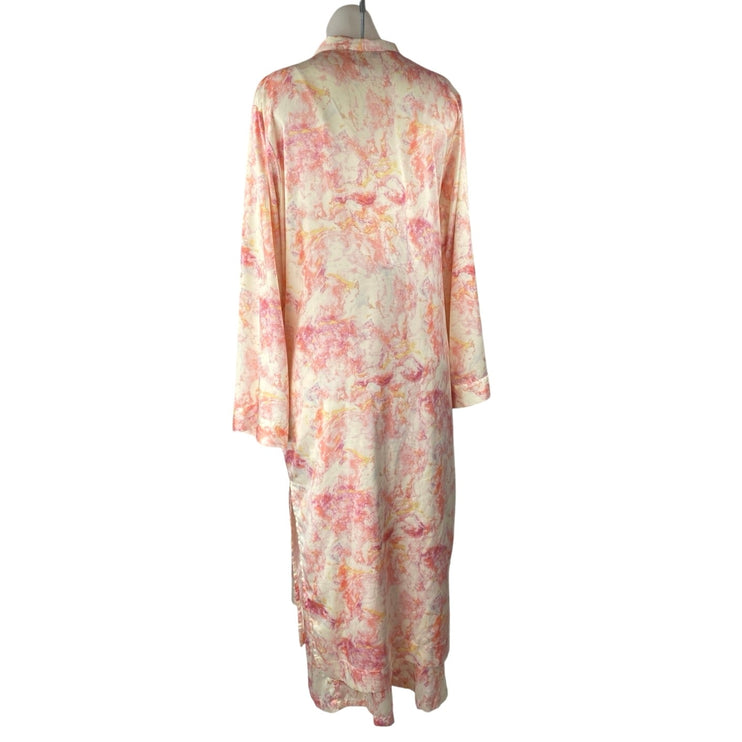 Stars Above Multicolor Silky Satin Marble Print 2Pc Sleepwear Robe Set Size M