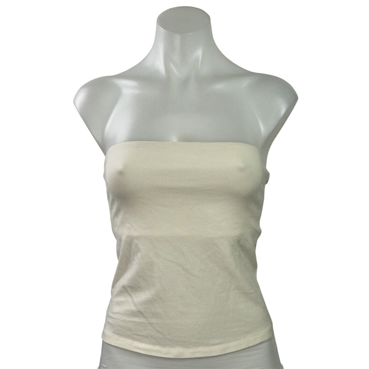 Skims Womens Cream Yellow Sleeveless Strapless Bandeau Crop Tube Tank Top Size S