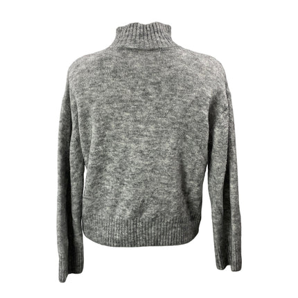 ICHI Women's Gray Long Sleeves Ribbed Relaxed Turtleneck Pullover Sweater Top S