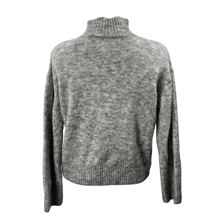 ICHI Women's Gray Long Sleeves Ribbed Relaxed Turtleneck Pullover Sweater Top S