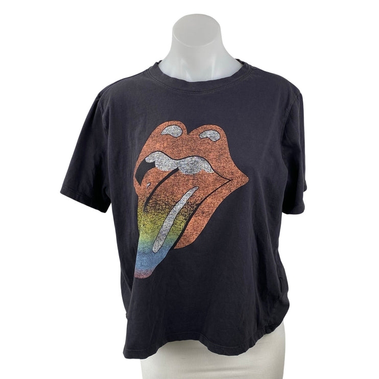 H&M The Rolling Stones Women's Rainbow Graphic Short Sleeve Tee T-Shirt Top XL