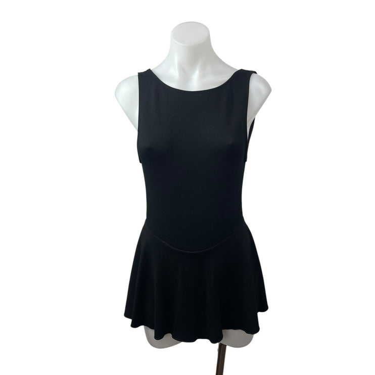 Ponte Black Sleeveless High Neck Built In Panty Open Back Fit & Flare Dress M