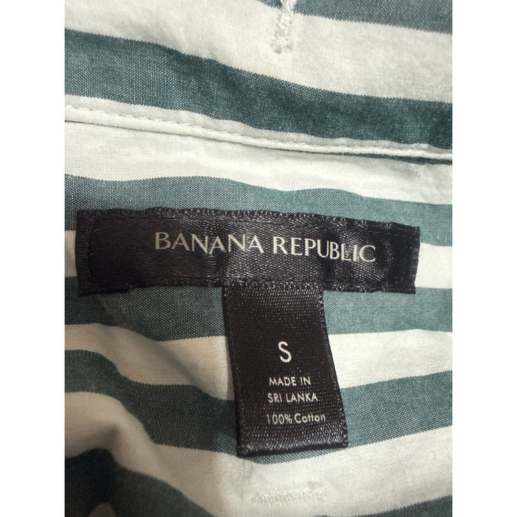 Banana Republic Green Stripe Collared Long Sleeve Button Up Shirt Blouse Top S