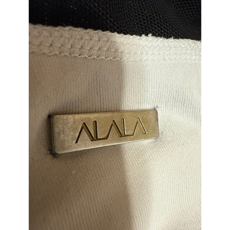 Alala White Black Mesh Sheer Back Sleeveless Workout Athletic Tank Top Size M