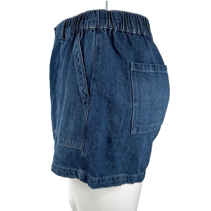Gap Women's Blue Elastic Waist High Rise Mom Casual Denim Jean Shorts Size XL