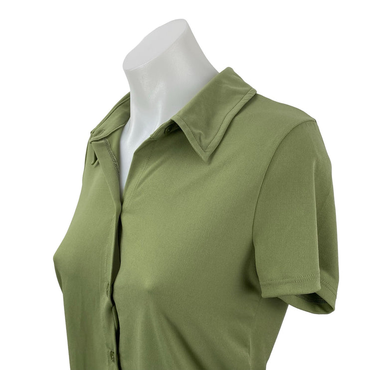 Abercrombie & Fitch Women's Green Short Sleeve Button Down Crop Shirt Top Size S