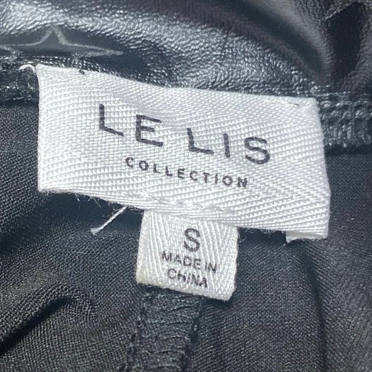 Le Lis Black Starry Print Faux Leather Vegan High Rise Leggings Pants Size S