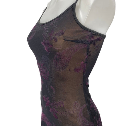Tiger Mist Black Floral Paisley Jacquard Sleeveless Cami Mini Bodycon Dress S
