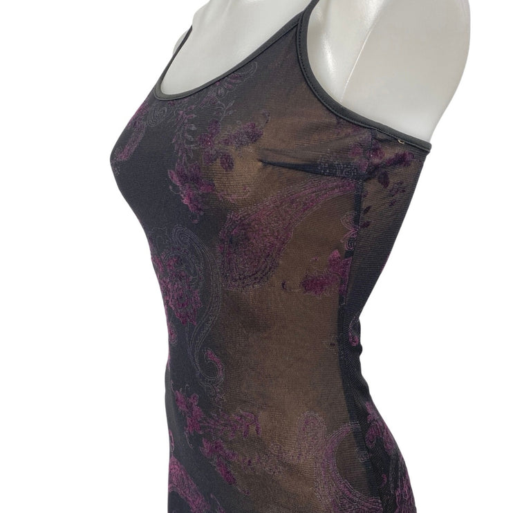 Tiger Mist Black Floral Paisley Jacquard Sleeveless Cami Mini Bodycon Dress S