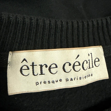 Etre Cecile Black Gold Metallic Logo Long Sleeve Pullover Sweatshirt Top Size M