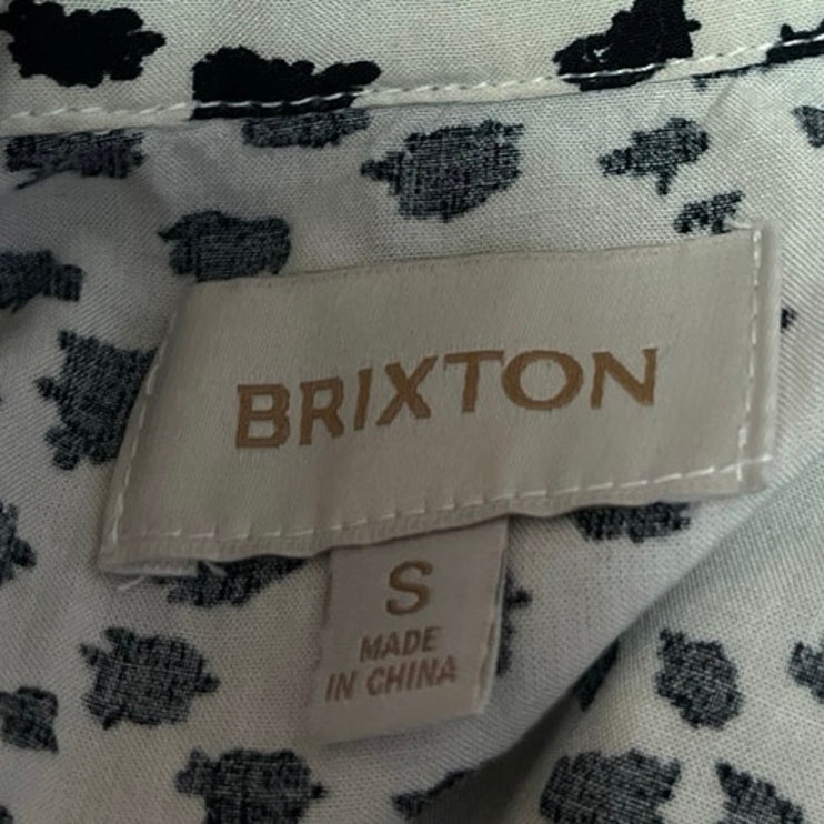 Brixton Women's White Animal Dot Print Short Sleeve Collar Button Up Shirt Top S