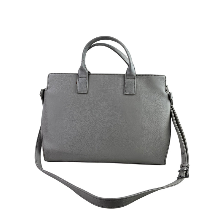 Matt & Nat Gray Pebbled Laptop Zip Crossbody Tote Shopper Messenger Handbag OS