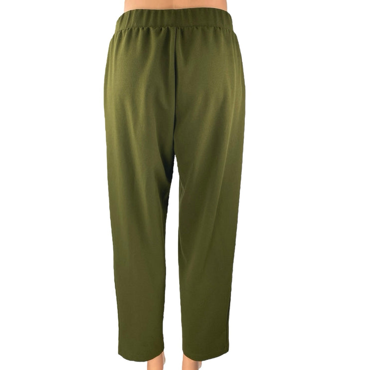 Ann Taylor LOFT Women's Green Straight Wide Leg High Waist Trousers Dress Pants S
