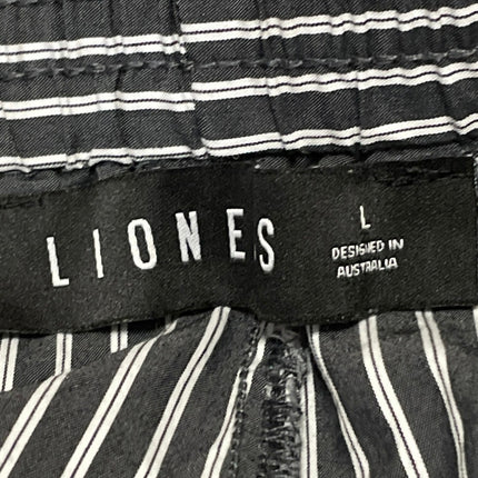 Lioness Cobain Black White Striped High Rise Wide Leg Baggy Trousers Pants Sz L