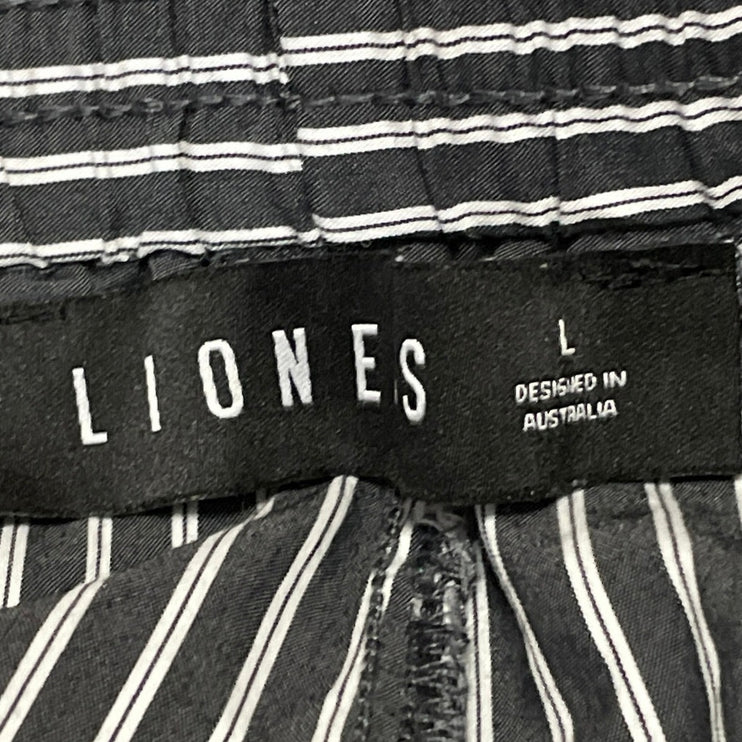 Lioness Cobain Black White Striped High Rise Wide Leg Baggy Trousers Pants Sz L