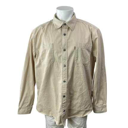 Levi's Mens Beige Tan Khaki Long Sleeve Pocket Button Up Shirt Shacket Jacket XL
