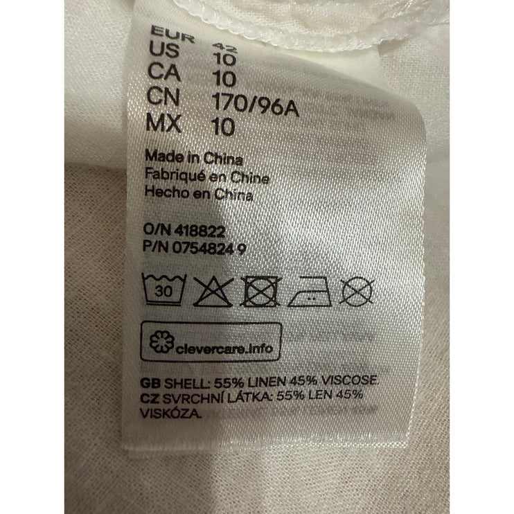 H&M White Halter Sleeveless V Neck Backless Open Back Midi Wrap Dress Size 12